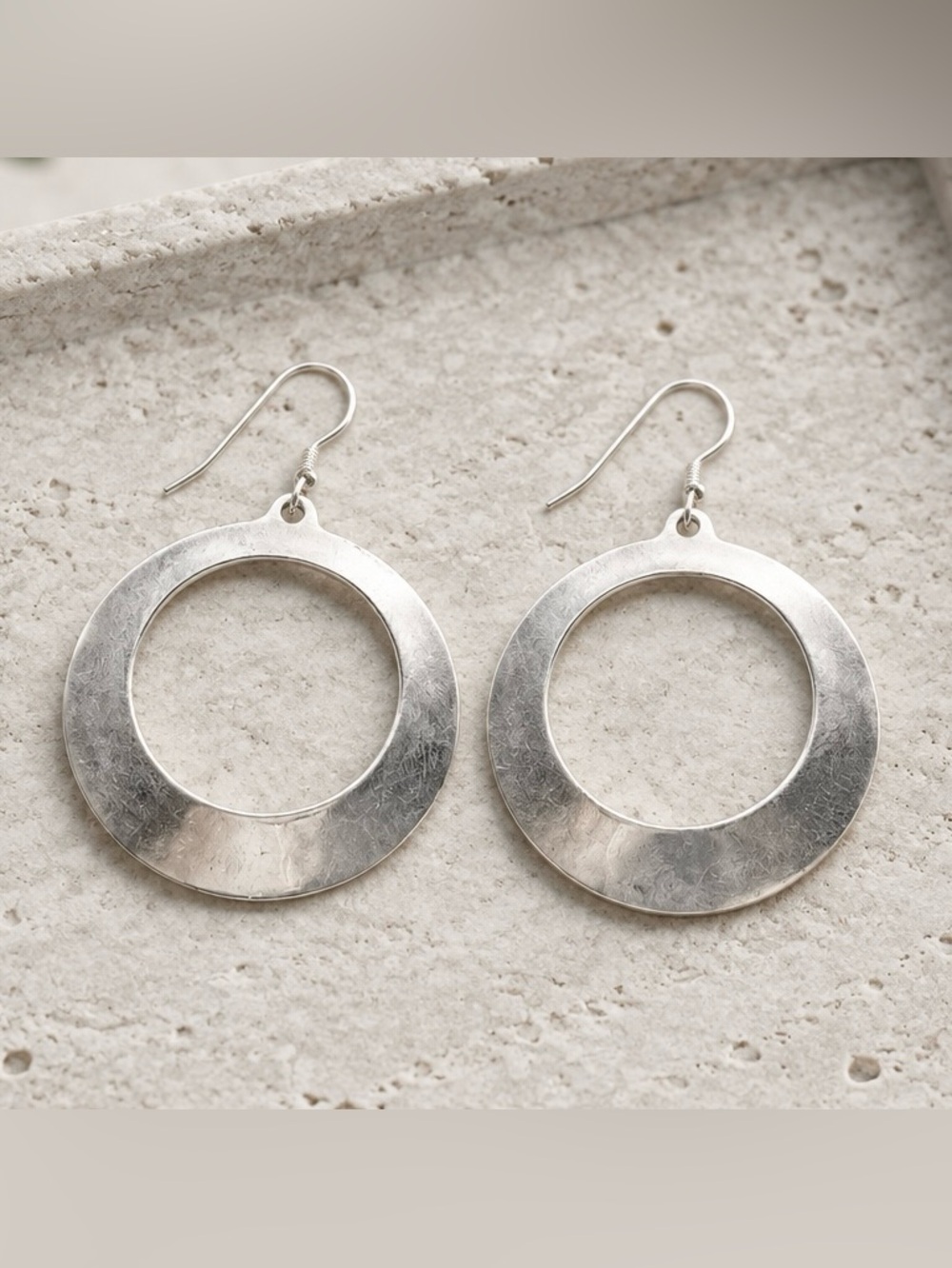 Taxco TM140 Classic Silver Open Circle Drop Earrings